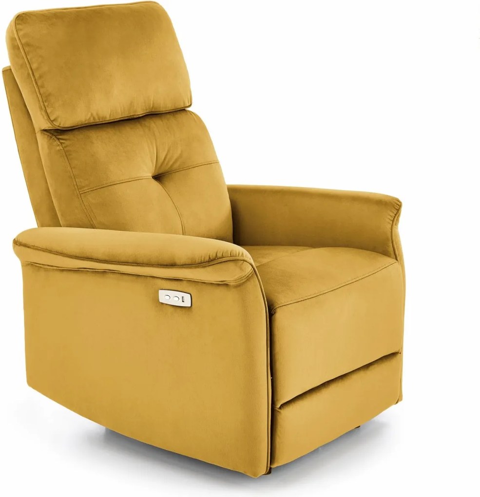 Poltrona reclinabile Semir in velluto senape - H108 cm