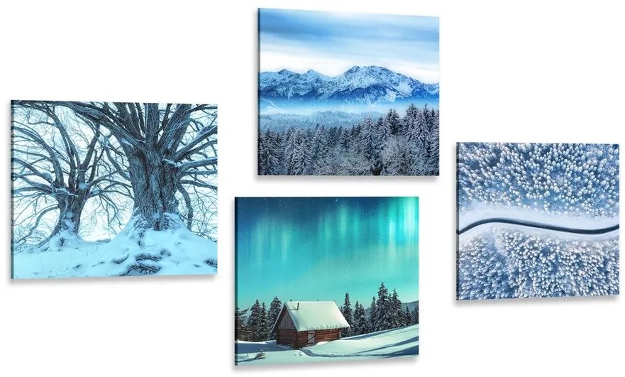 Set di quadri – Paesaggio innevato