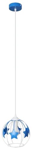 Lampadario a sospensione per bambini STARS 1xE27/15W/230V blu/bianco