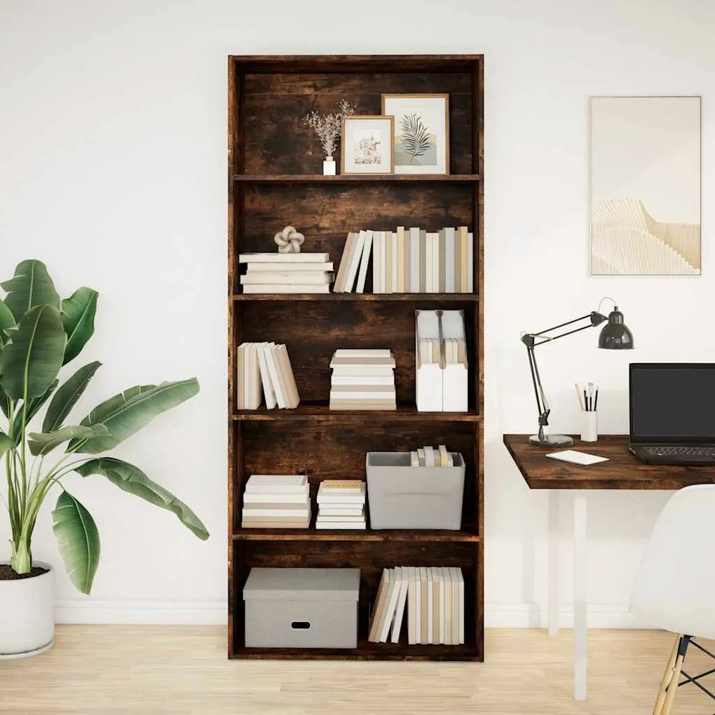 Libreria rovere fumo 80x30x189 cm in legno multistrato