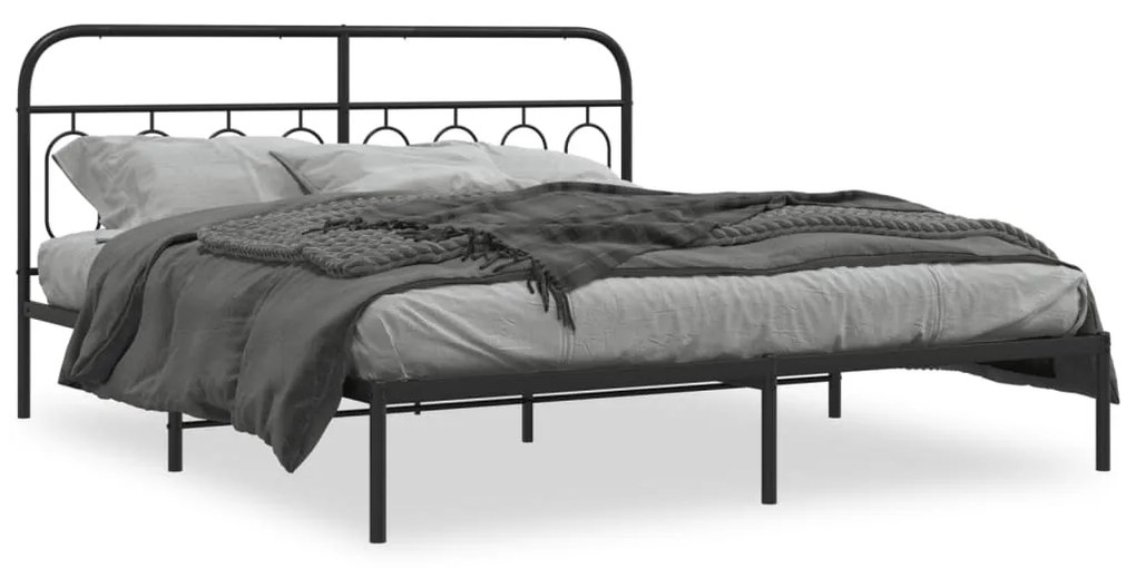 Giroletto Con Testiera İn Metallo Nero 160x200 Cm /