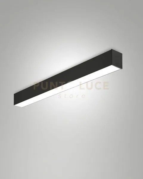 Turner plafoniera nera a led 29w 3000k 3470lm opale ip40 100cm