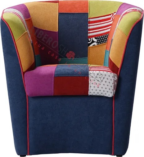 Poltrona in tessuto patchwork cucita a mano per camera ufficio BLU
