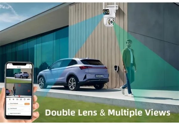 Immax NEO 07783L - Telecamera esterna smart DOUBLE 355° P/T 2x2MP IP65 Wi-Fi Tuy