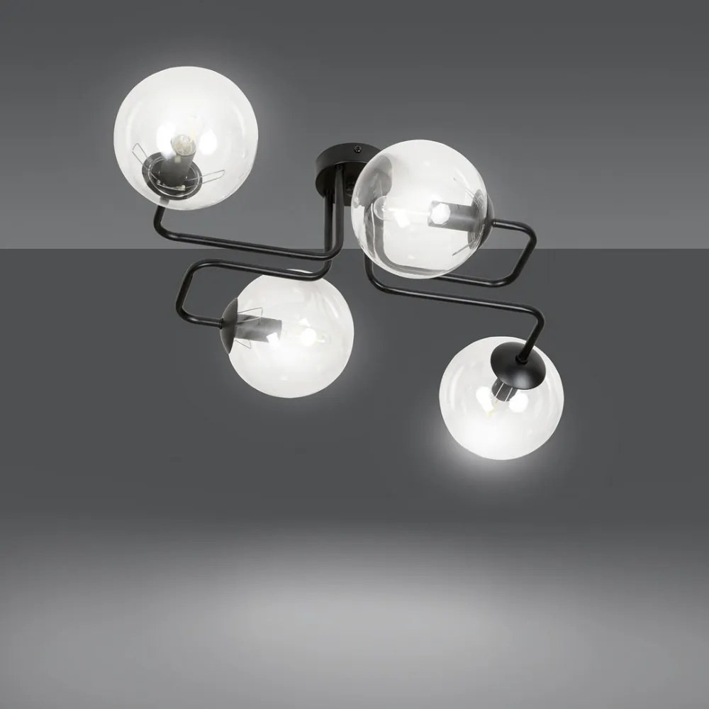 Lampadario da Soffitto BRENDI 4 in acciaio e vetro 4xE14 Colore delle Sfere Trasparente