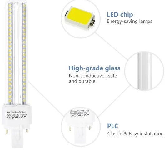 Lampadina LED G24D-3/15W/230V 6500K - Aigostar