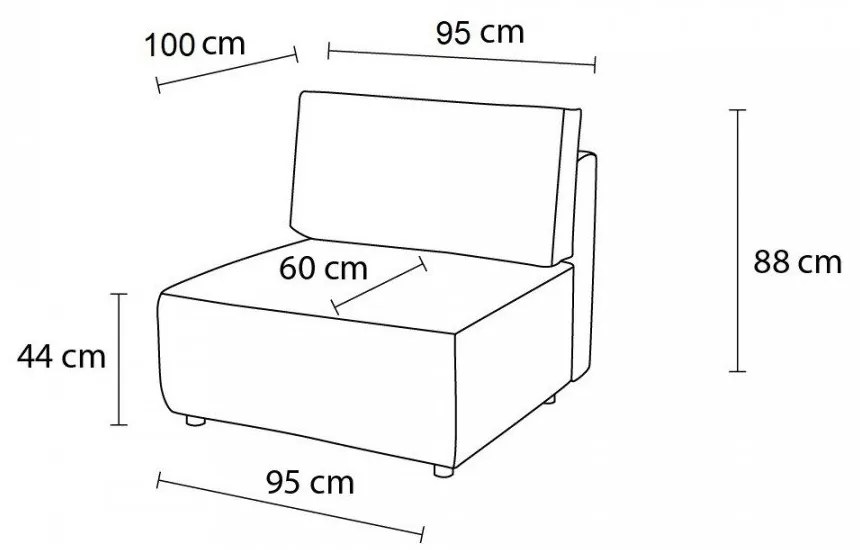 Modulo divano in velluto a coste rosa chiaro, pezzo centrale Nihad modular - Bobochic Paris
