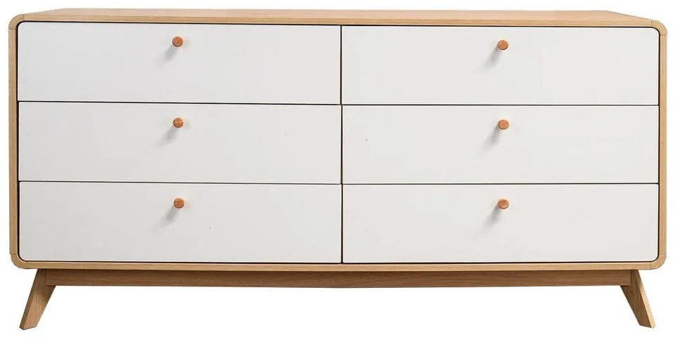 Cassettiera bassa bianca con effetto rovere 150x74 cm Caitlin - Støraa