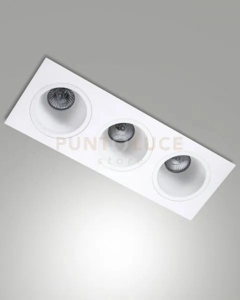 Leon cornice di faretti incasso 3 luci bianca attacco gu10 35,5x12,8cm