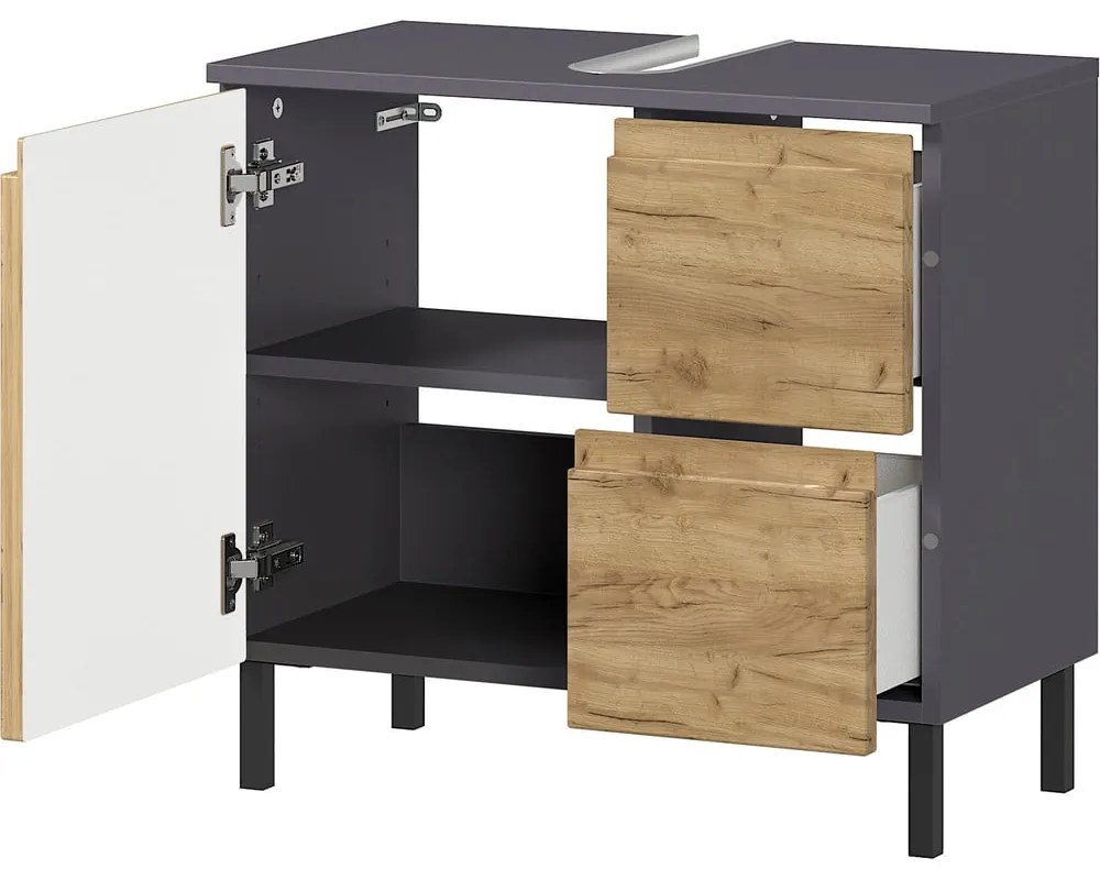 Mobile sotto lavello grigio scuro in rovere 60x56 cm Salinas - Germania
