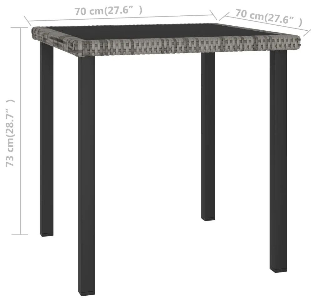 Tavolo da pranzo da giardino grigio 70x70x73 cm in polyrattan