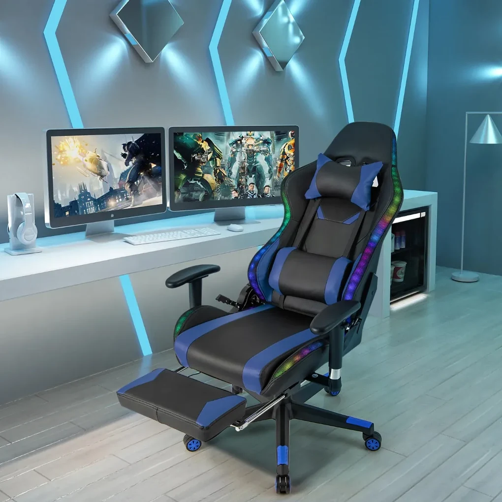 Sedia ergonomica da gaming con altezza regolabile e supporto, Sedia per computer girevole a 360° Rosso e nero