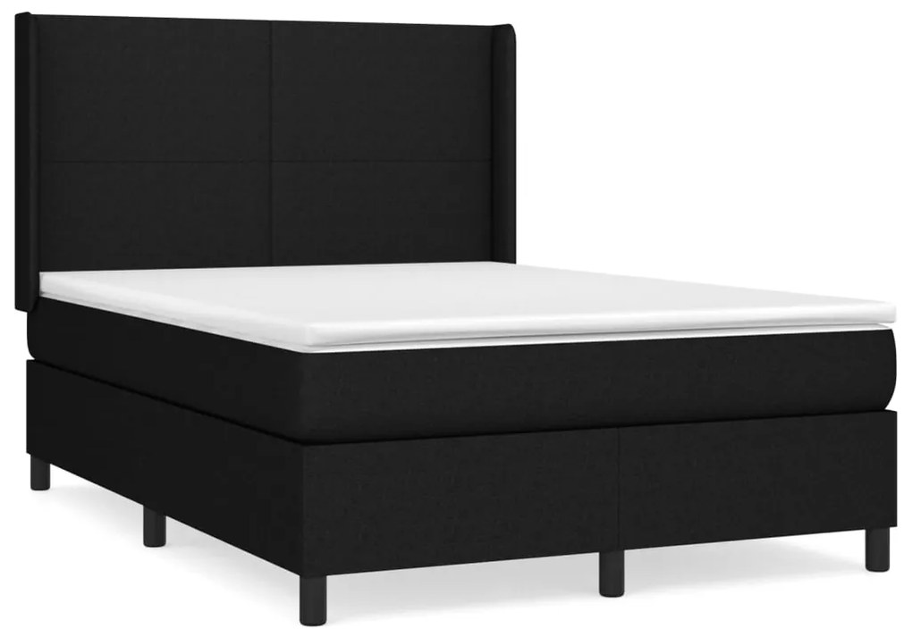 Giroletto a molle con materasso nero 140x200 cm in tessuto