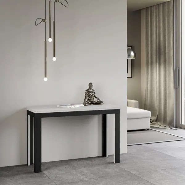 Tavolo libro LINEA DOUBLE 120x45 Bianco Frassino allunga aperto 200x90