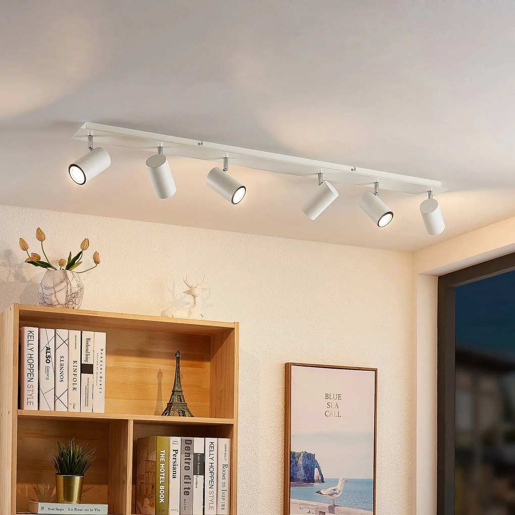 Faretto da soffitto Lindby Joffrey, 116 cm, bianco, a 6 luci, GU10