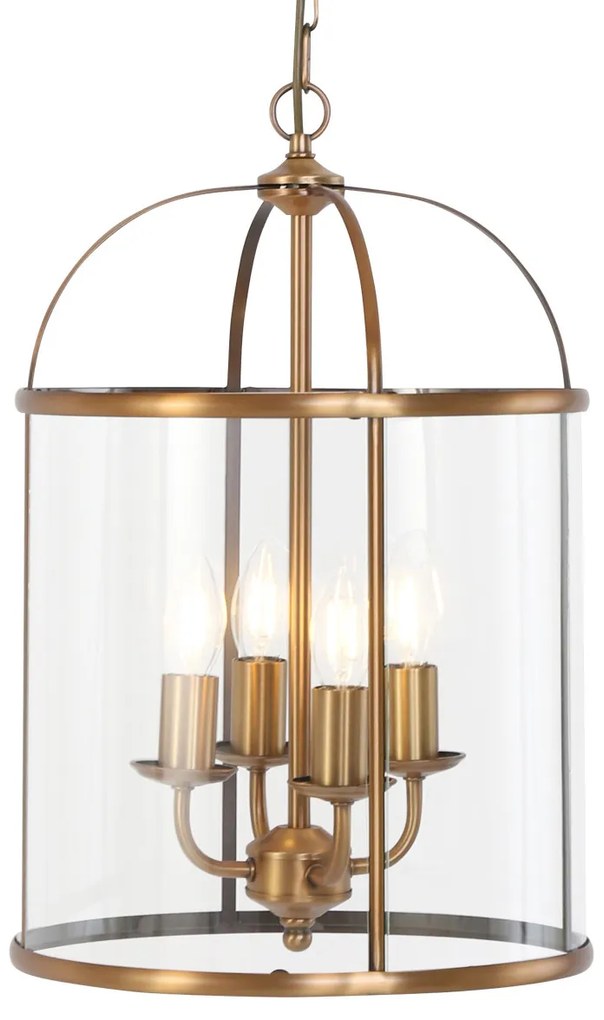 Lampada a sospensione vintage bronzo con vetro trasparente 4 luci - Pimpernel