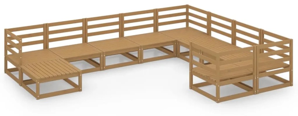 Set divani da giardino 10 pz in legno massello di pino