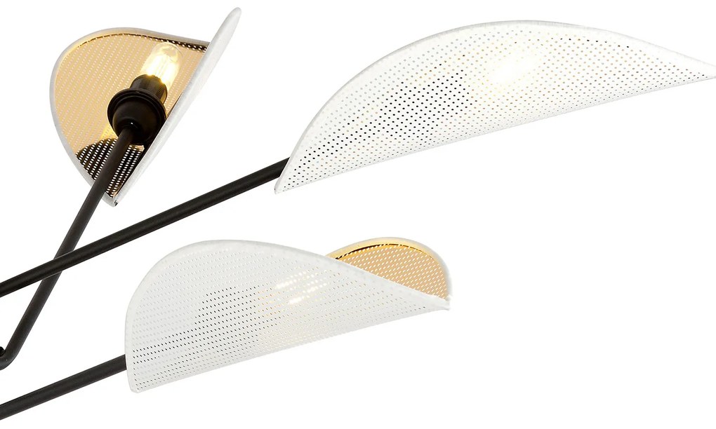 Lampadario 6 Luci Eridano In Acciao Nero E Bianco Oro Con Bracci Mobili
