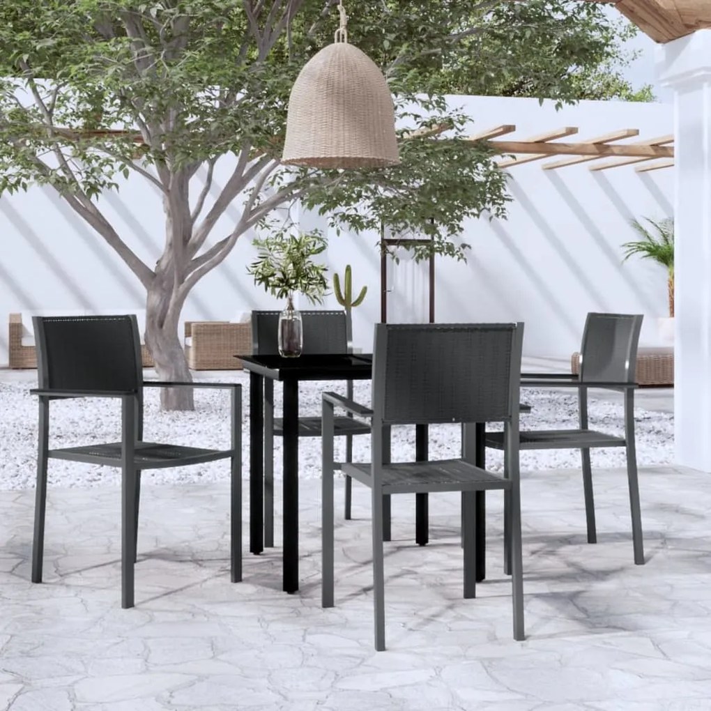 Set da pranzo da giardino 5 pz nero