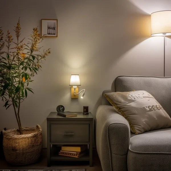 Brilagi - Applique a LED NUBILA WOOD 1xE27/25W/230V + LED/3W quercia/grigio