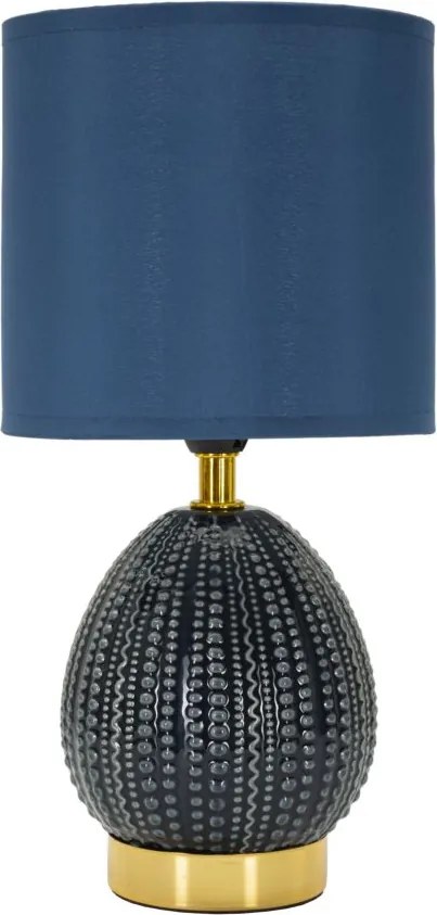 Lampada da Comodino Flavi Blu Ø15x30,5 cm in Ceramica e Ferro e Tessuto Blu...