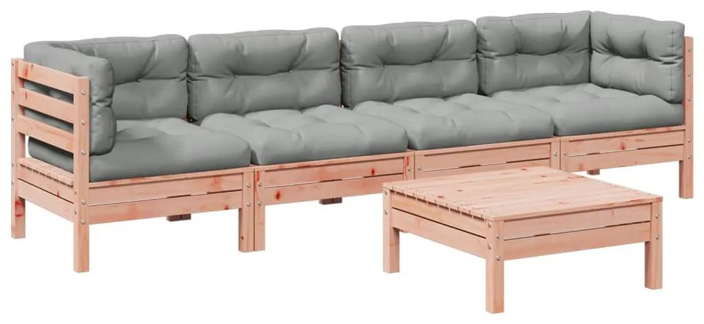 Set divani giardino 5 pz cuscini legno massello abete douglas