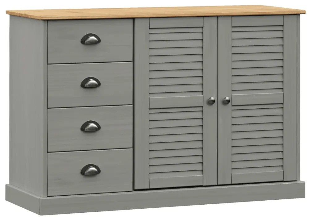 Credenza cassetti vigo 113x40x75 cm legno massello pino grigio