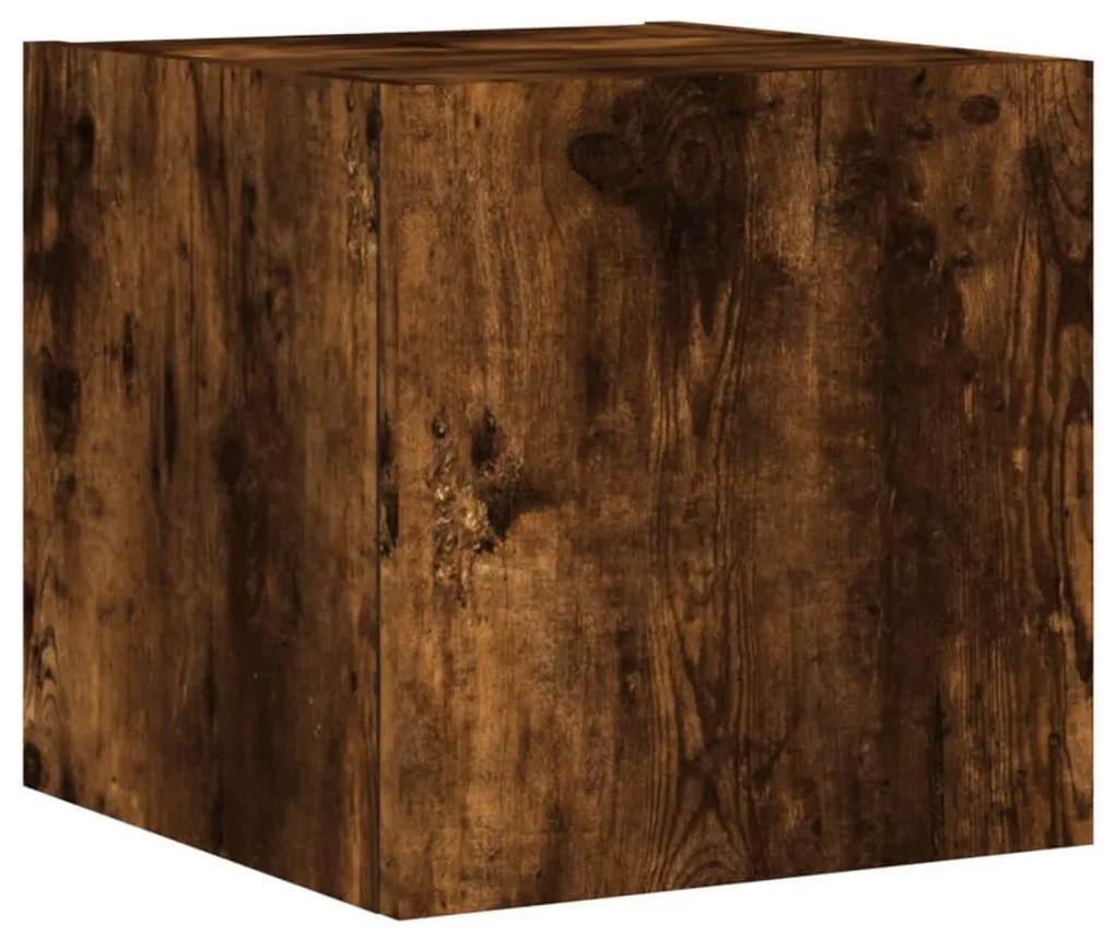 Mobile tv a parete con luci led rovere fumo 30,5x35x30 cm