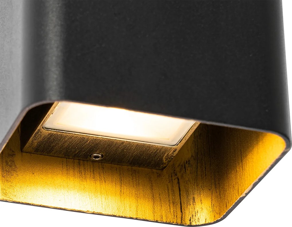 Applique da parete moderna nera con LED IP54 quadrata - Evi