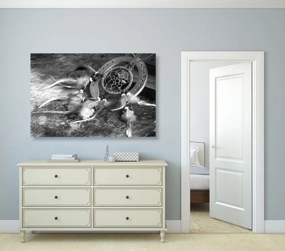 Quadro su tela – Acchiappasogni in bianco e nero