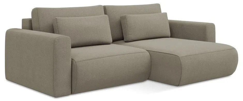 Divano angolare marrone chiaro allungabile/con contenitore (con penisola a destra/con chaise lounge) Kapua – Makamii