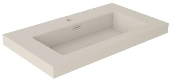 Lavabo a incasso rettangolare vasca centrale Nantes L 81 x H 6 x P 46 cm in resina crema satinato