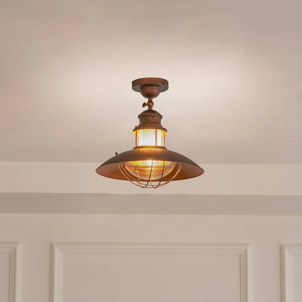 Plafoniera soffitto Louisanne Lindby, dimmerabile, Marrone / Ruggine, Cucina, Metallo, Marittimo, Plafoniera