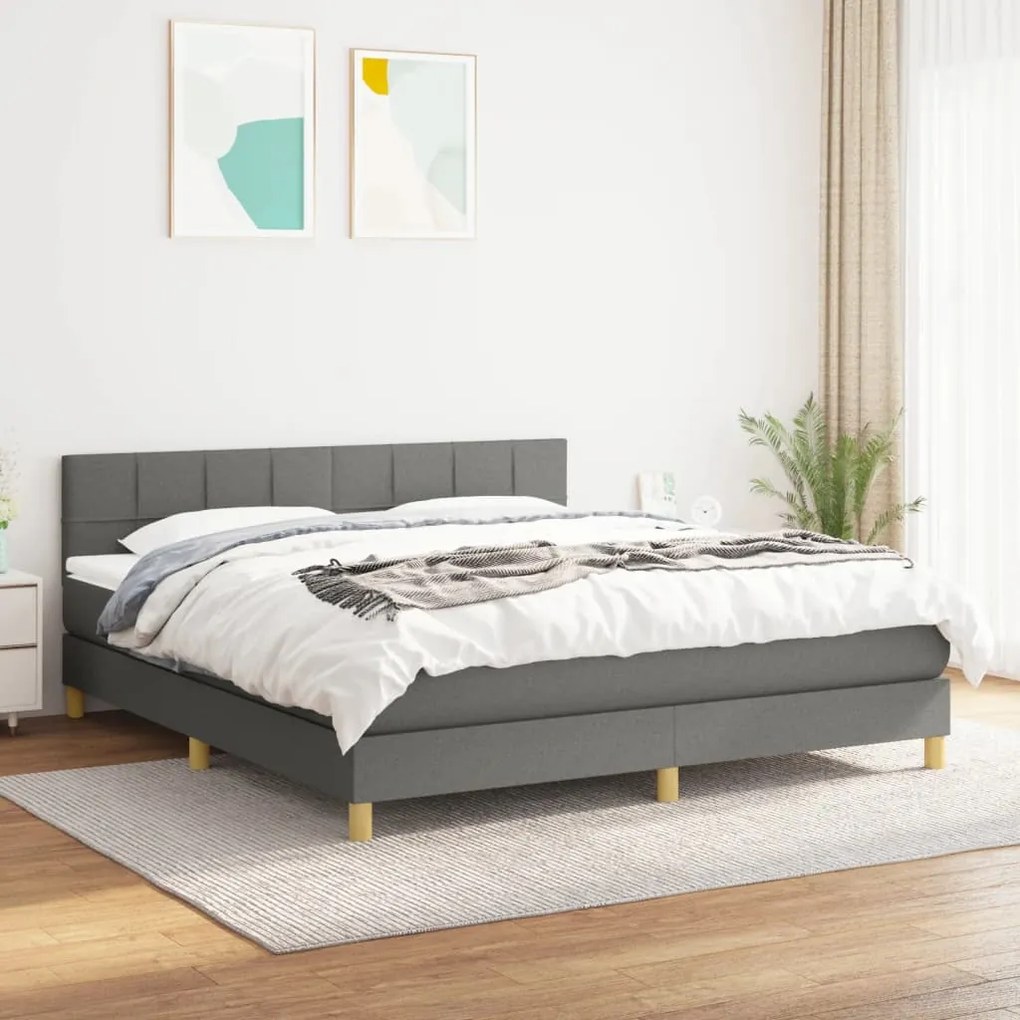 Giroletto A Molle Con Materasso Grigio Scuro 160x200 Cm Tessuto /