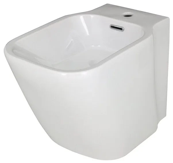 Coppia sanitari filo muro a pavimento bidet e vaso con sedile rallentato bianco lucido Porcelanosa Noken Essence C