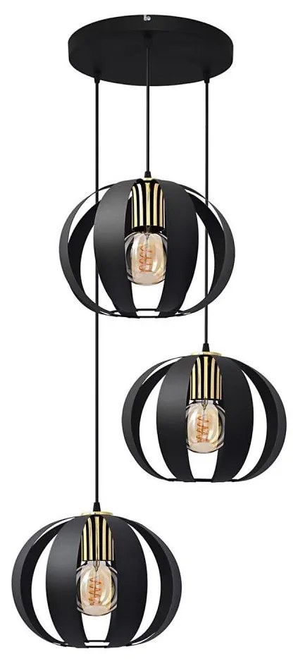 Lampadario a sospensione con filo NEWTON 3xE27/15W/230V nero