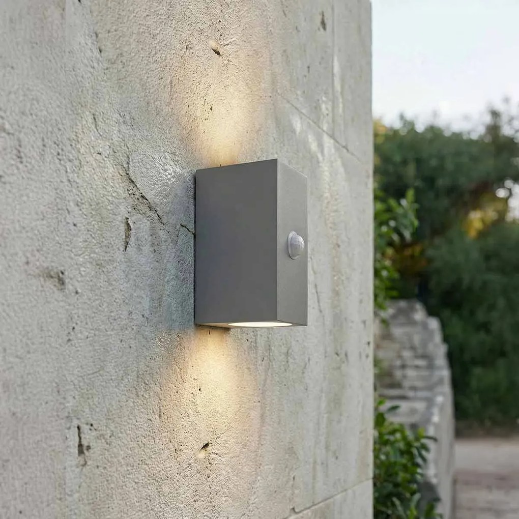 Applique GU10 con Sensore di Movimento IP65 Bidirezione - Grigia