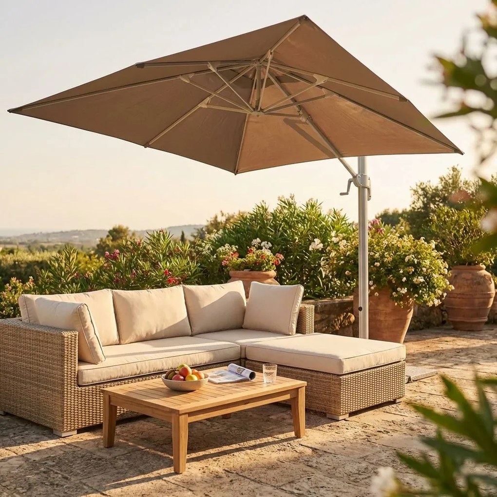 BACTRUS - ombrellone da giardino decentrato 3 x 3 m