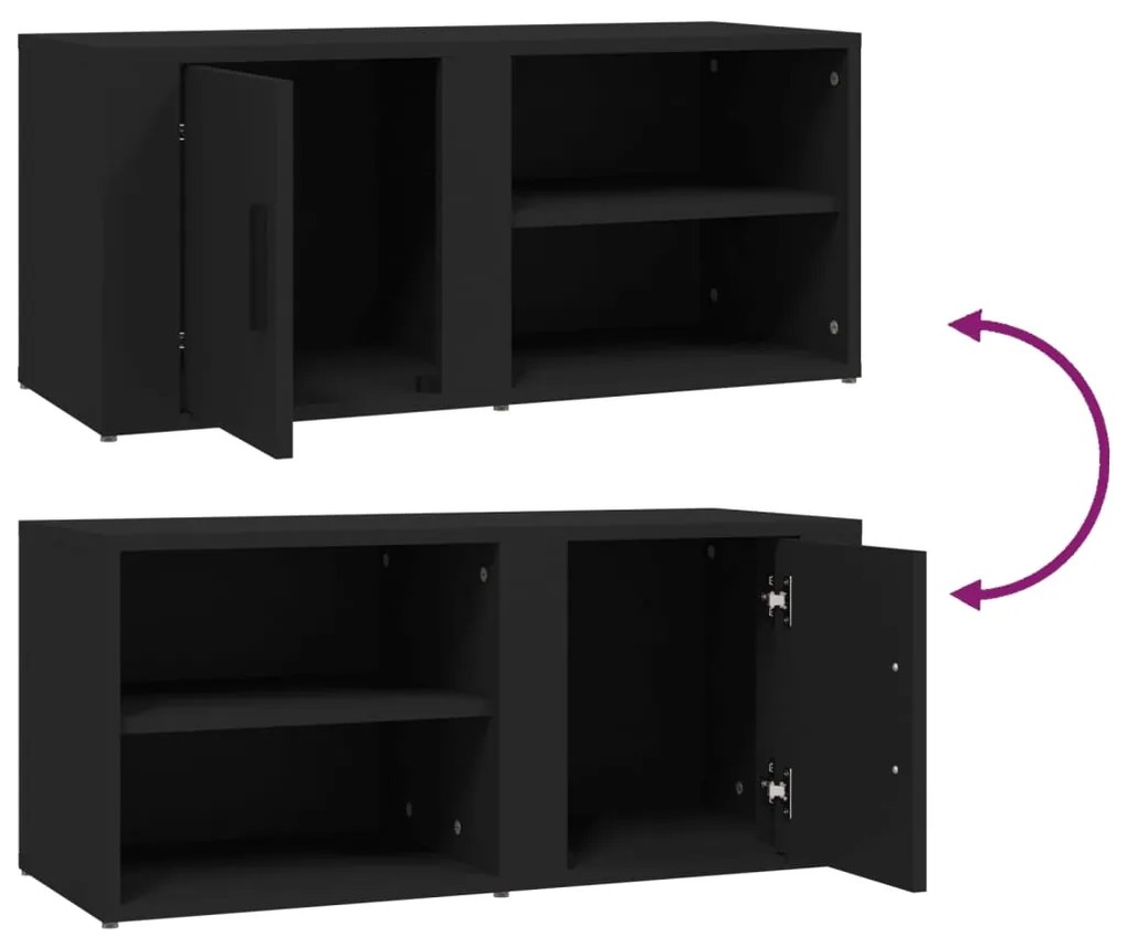 Mobili Porta TV 2 pz Nero 80x31,5x36 cm in Legno Multistrato