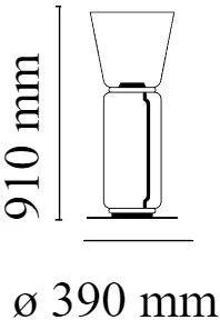 Flos Noctambule Floor 1 High Cylinder Cone Small Base Lampada H.91 cm a pavimento in vetro e alluminio nero