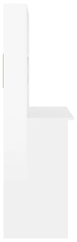 Scrivania Mensole Bianco Lucido 102x45x148 cm Legno Multistrato