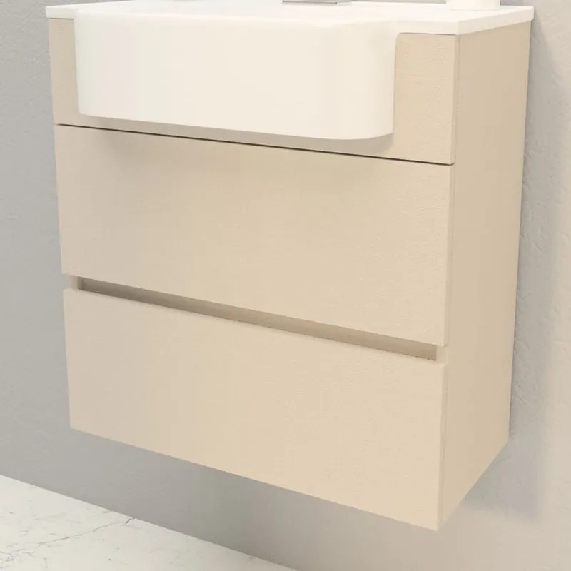 Mobile da bagno sotto lavabo BADEN HAUS Paris bianco laminato L 70 x H 25 x P 46 cm 2 cassetti, lavabo non incluso