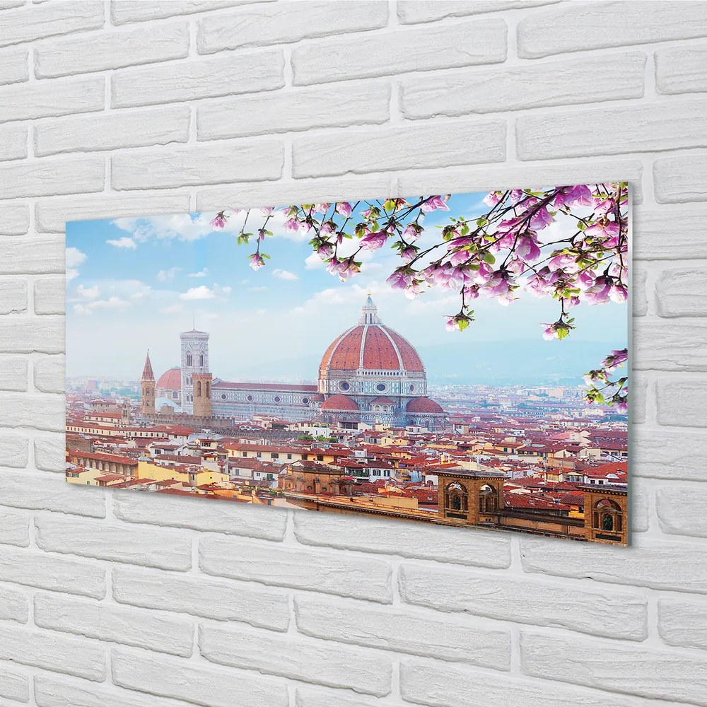 Quadro vetro acrilico Night panorama del dipartimento italiano 100x50 cm