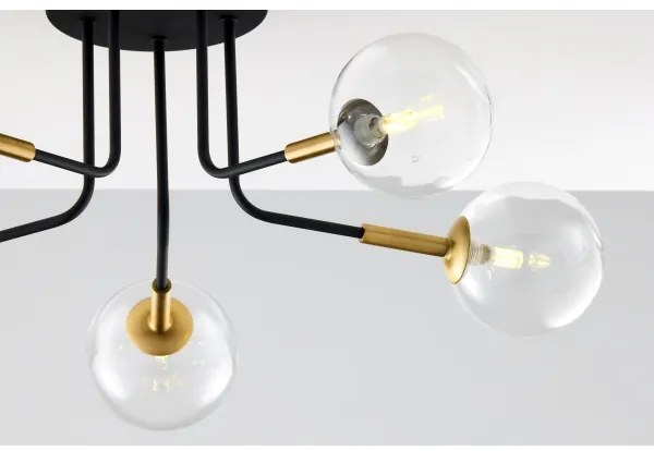 Jupiter 2040 - Lampadario a sospensione con supporto rigido BURANO 5xG9/10W/230V nero/oro/limpido