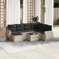 Set Divano da Giardino 8pz con Cuscini Grigio Chiaro Polyrattan 3221711