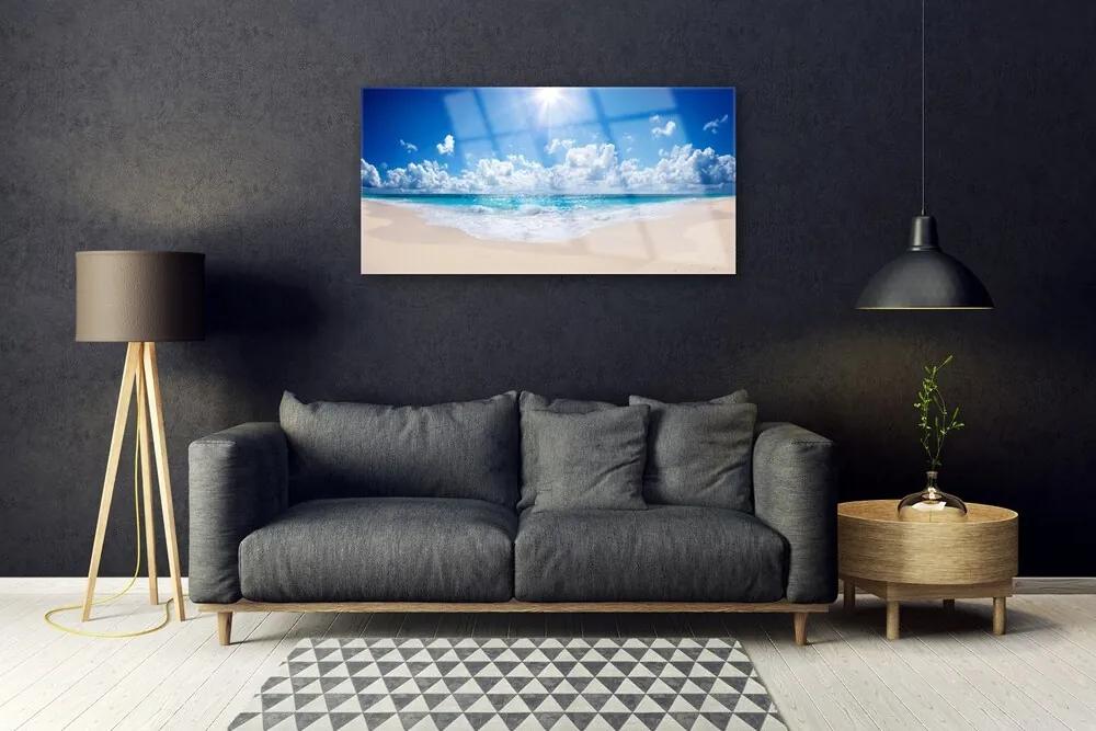 Quadro acrilico Paesaggio del sole del mare della spiaggia 100x50 cm