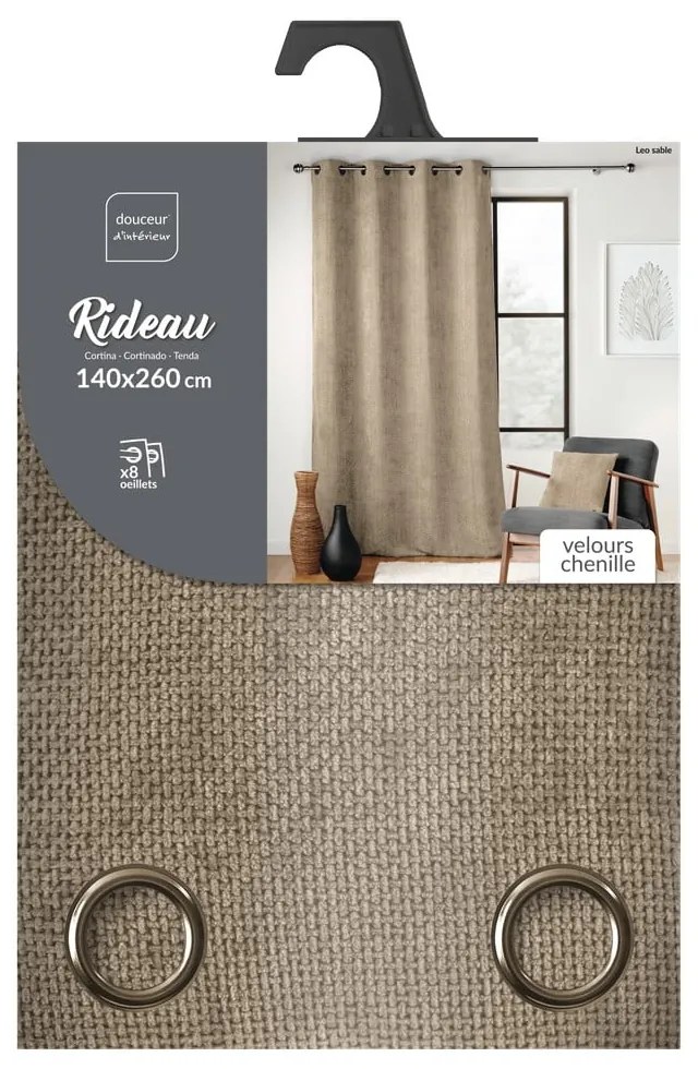 Tenda marrone chiaro in ciniglia 140x260 cm Leo – douceur d'intérieur