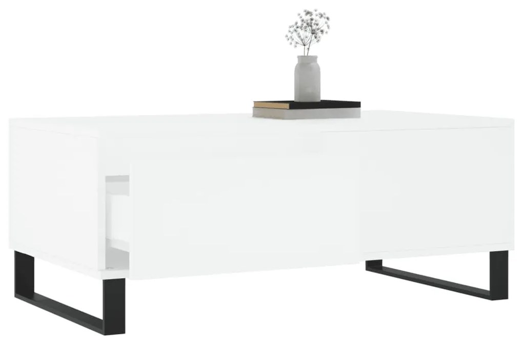 Tavolino da salotto bianco 90x50x36,5 cm in legno multistrato