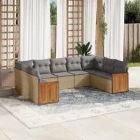 Set Divano da Giardino 9 pz con Cuscini Beige in Polyrattan 3227956