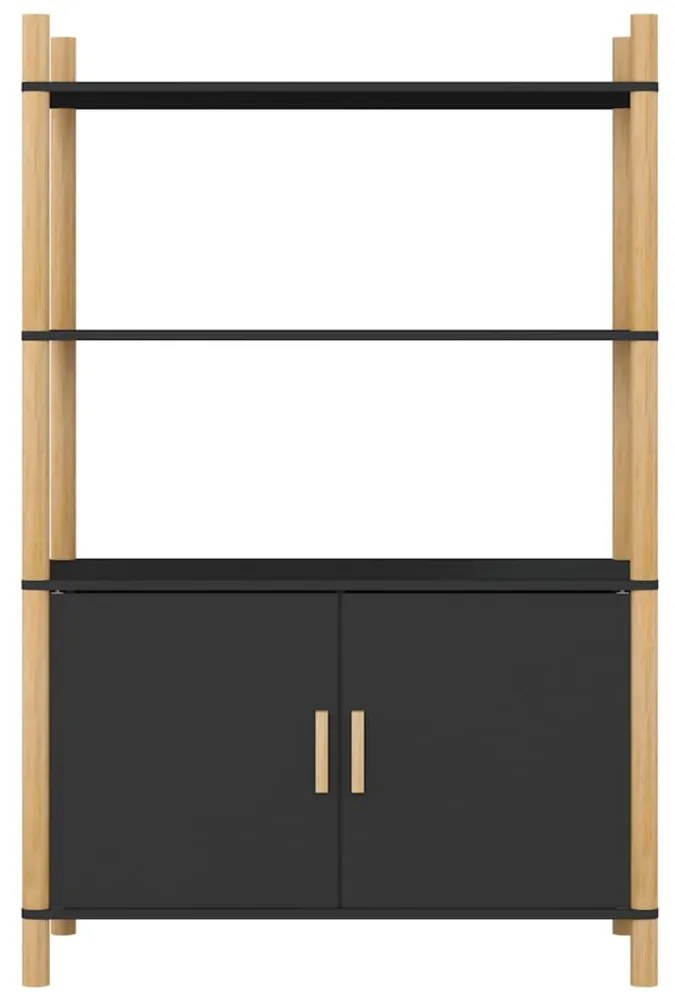 Credenza nera 80x40x121 cm in legno multistrato